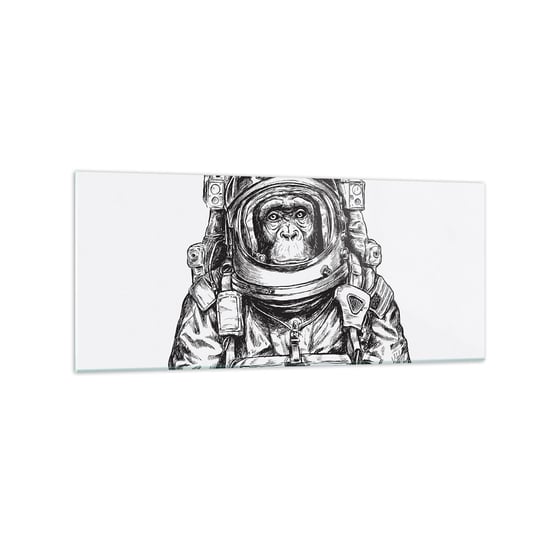 Obraz na szkle - Alternatywna ewolucja - 120x50cm - Abstrakcja Astronauta Małpa - Nowoczesny szklany obraz na ścianę do salonu do sypialni ARTTOR ARTTOR