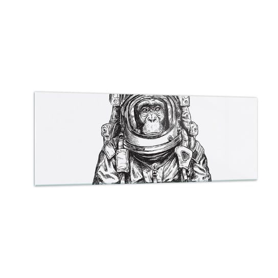Obraz na szkle - Alternatywna ewolucja - 140x50cm - Abstrakcja Astronauta Małpa - Nowoczesny szklany obraz do salonu do sypialni ARTTOR ARTTOR