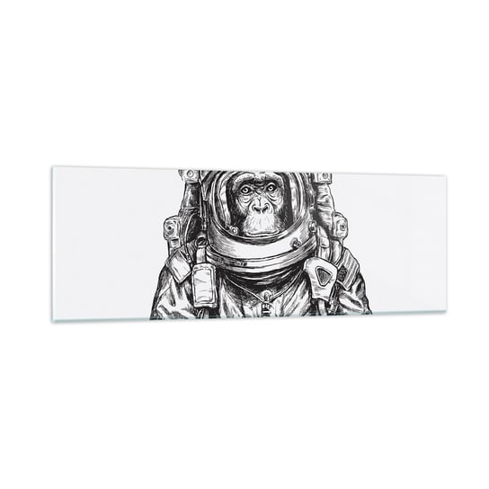 Obraz na szkle - Alternatywna ewolucja - 90x30cm - Abstrakcja Astronauta Małpa - Nowoczesny szklany obraz do salonu do sypialni ARTTOR ARTTOR