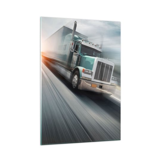 Obraz na szkle - Amerykański olbrzym w pędzie - 50x70cm - Ciężarówka Motoryzacja Transport - Nowoczesny szklany obraz do salonu do sypialni ARTTOR ARTTOR