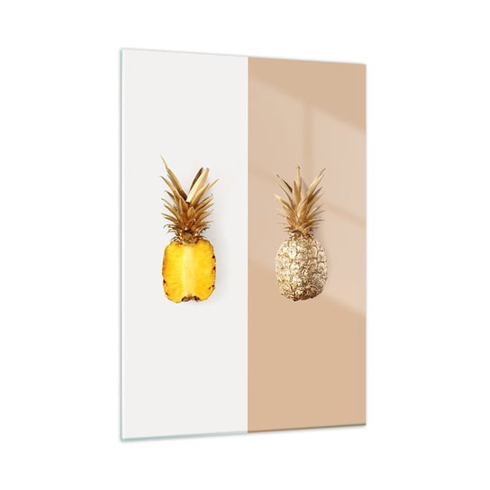 Obraz na szkle - Ananas dla nas - 50x70cm - Ananas Owoce Deser - Nowoczesny szklany obraz do salonu do sypialni ARTTOR ARTTOR