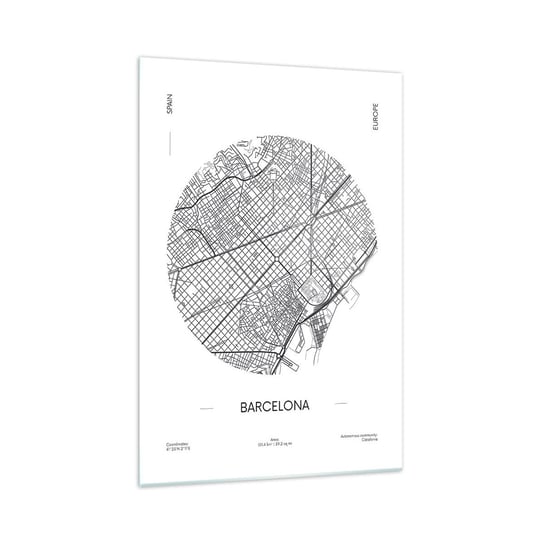 Obraz na szkle - Anatomia Barcelony - 70x100cm - Mapa Barcelona Hiszpania - Nowoczesny foto szklany obraz do salonu do sypialni ARTTOR ARTTOR