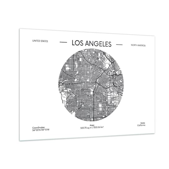 Obraz na szkle - Anatomia Los Angeles - 100x70cm - Mapa Los Angeles Usa - Nowoczesny foto szklany obraz do salonu do sypialni ARTTOR ARTTOR