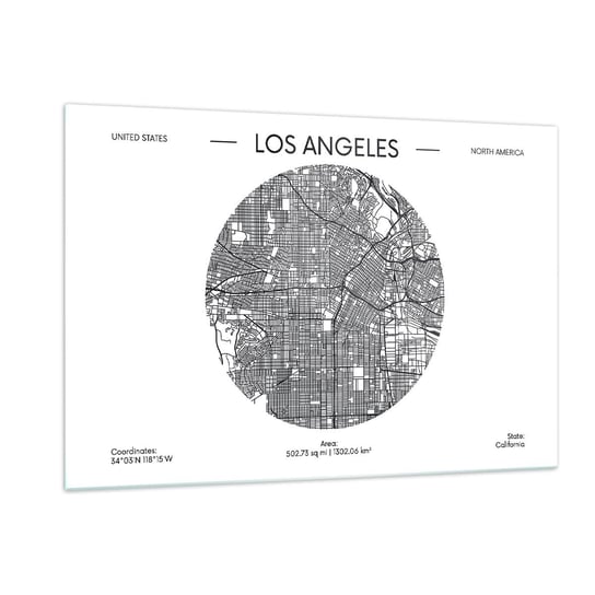 Obraz na szkle - Anatomia Los Angeles - 120x80cm - Mapa Los Angeles Usa - Nowoczesny szklany obraz na ścianę do salonu do sypialni ARTTOR ARTTOR