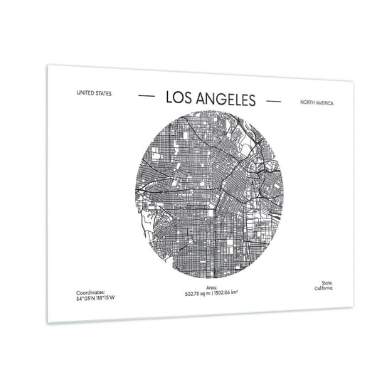 Obraz na szkle - Anatomia Los Angeles - 70x50cm - Mapa Los Angeles Usa - Nowoczesny szklany obraz do salonu do sypialni ARTTOR ARTTOR