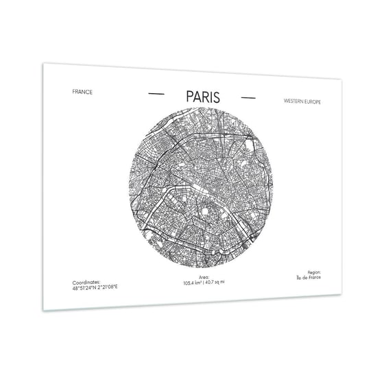 Obraz na szkle - Anatomia Paryża - 100x70cm - Mapa Paryż Francja - Nowoczesny foto szklany obraz do salonu do sypialni ARTTOR ARTTOR