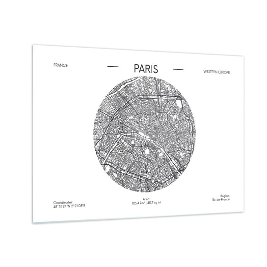 Obraz na szkle - Anatomia Paryża - 70x50cm - Mapa Paryż Francja - Nowoczesny szklany obraz do salonu do sypialni ARTTOR ARTTOR