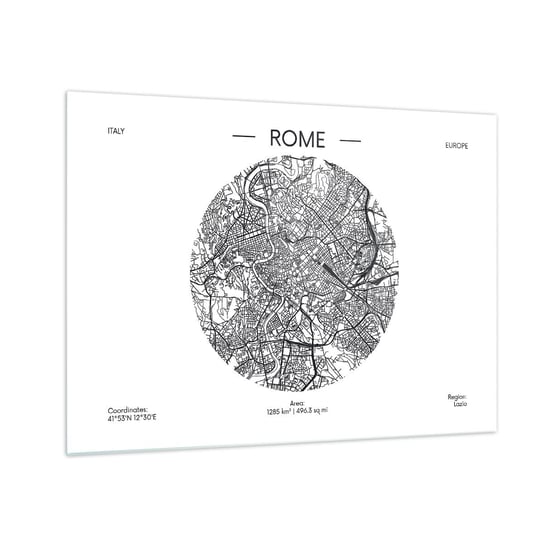 Obraz na szkle - Anatomia Rzymu - 70x50cm - Mapa Rzym Włochy - Nowoczesny szklany obraz do salonu do sypialni ARTTOR ARTTOR