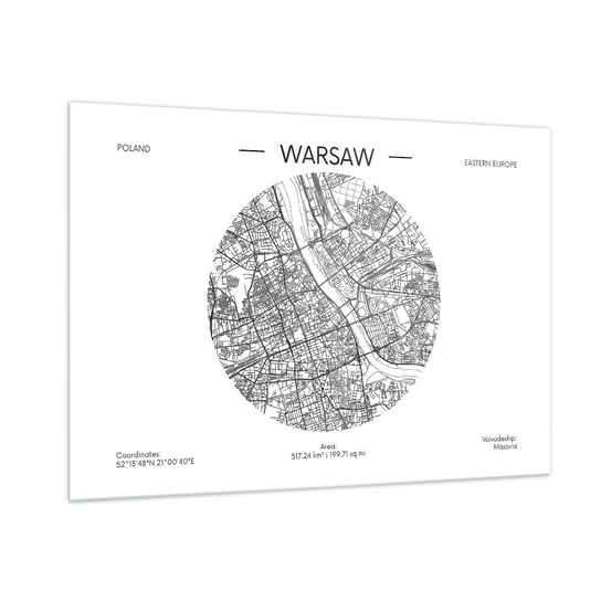 Obraz na szkle - Anatomia Warszawy - 100x70cm - Mapa Warszawa Polska - Nowoczesny foto szklany obraz do salonu do sypialni ARTTOR ARTTOR