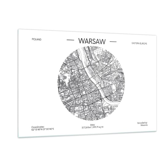 Obraz na szkle - Anatomia Warszawy - 120x80cm - Mapa Warszawa Polska - Nowoczesny szklany obraz na ścianę do salonu do sypialni ARTTOR ARTTOR
