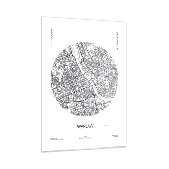 Obraz na szkle - Anatomia Warszawy - 50x70cm - Mapa Warszawa Polska - Nowoczesny szklany obraz do salonu do sypialni ARTTOR ARTTOR