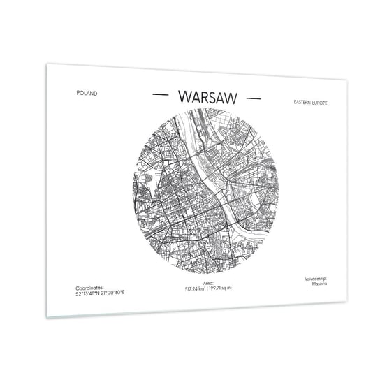 Obraz na szkle - Anatomia Warszawy - 70x50cm - Mapa Warszawa Polska - Nowoczesny szklany obraz do salonu do sypialni ARTTOR ARTTOR