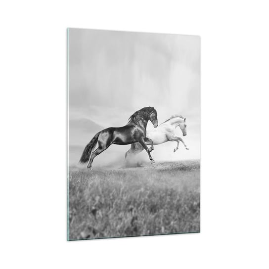 Obraz na szkle - Anioły i demony - 50x70cm - Zwierzęta Konie Natura - Nowoczesny szklany obraz do salonu do sypialni ARTTOR ARTTOR