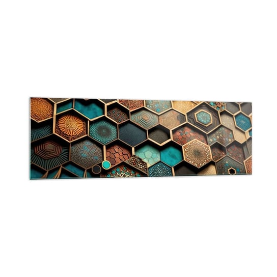 Obraz na szkle - Arabskie ornamenty – wariacja - 160x50cm - Sześcian Mozaika Wzór - Nowoczesny foto szklany obraz do salonu do sypialni ARTTOR ARTTOR