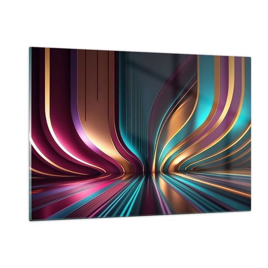 Obraz na szkle - Architektura światła - 120x80cm - Linie Fale Światło - Nowoczesny szklany obraz na ścianę do salonu do sypialni ARTTOR ARTTOR