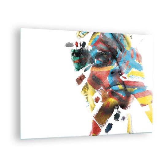 Obraz na szkle - Barwna osobowość - 70x50cm - Abstrakcja Sztuka Grafika - Nowoczesny szklany obraz do salonu do sypialni ARTTOR ARTTOR