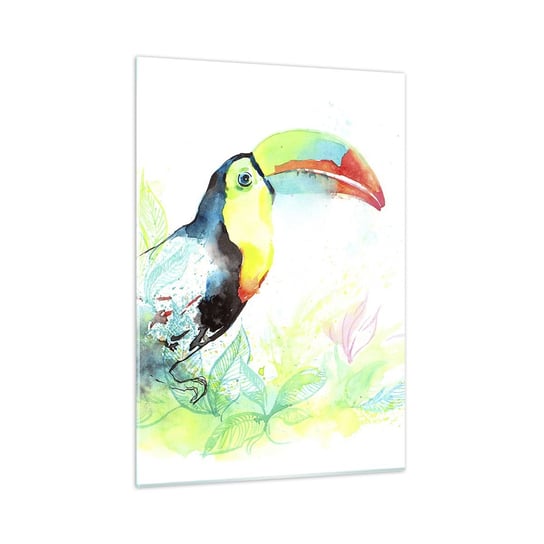 Obraz na szkle - Barwny jak Ameryka Południowa - 50x70cm - Ptak Tukan Dla Dzieci - Nowoczesny szklany obraz do salonu do sypialni ARTTOR ARTTOR