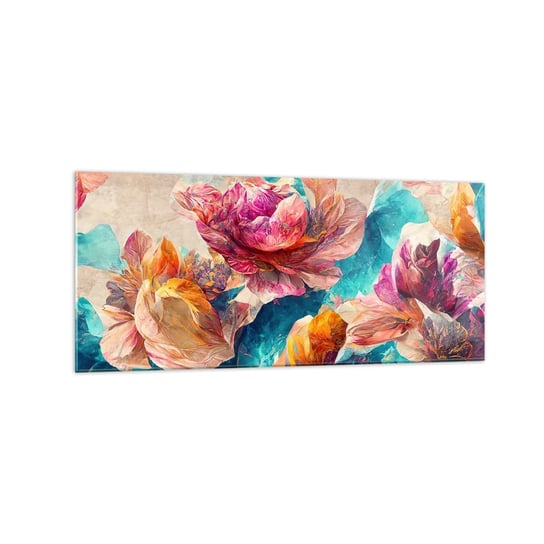 Obraz na szkle - Barwny przepych bukietu - 120x50cm - Kwiaty Pastelowe Sztuka - Nowoczesny szklany obraz na ścianę do salonu do sypialni ARTTOR ARTTOR