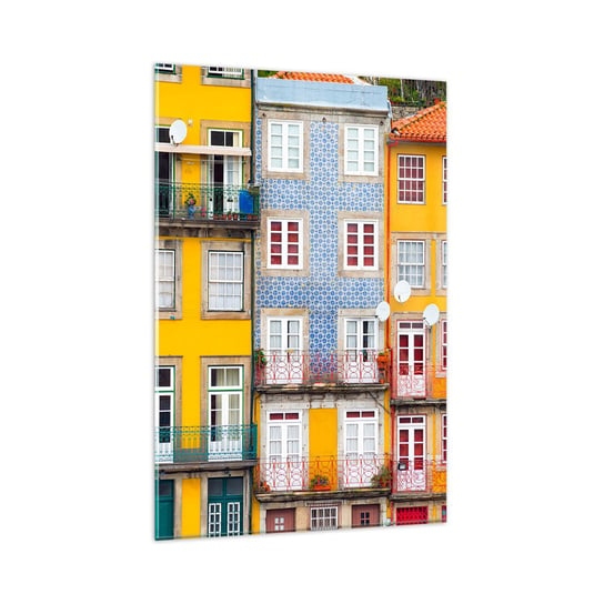 Obraz na szkle - Barwy starego miasta - 80x120cm - Miasto Porto Architektura - Nowoczesny szklany obraz na ścianę do salonu do sypialni ARTTOR ARTTOR