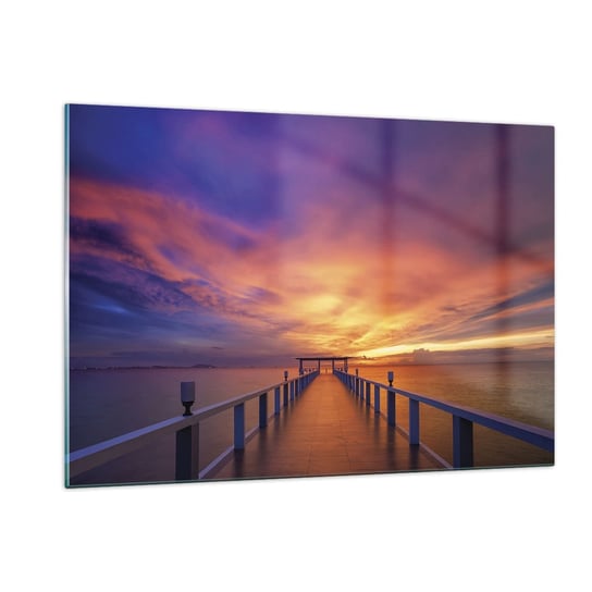 Obraz na szkle - Bez końca - 120x80cm - Krajobraz Molo Zachód Słońca - Nowoczesny szklany obraz na ścianę do salonu do sypialni ARTTOR ARTTOR