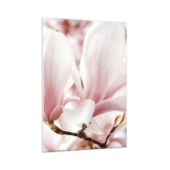 Obraz na szkle - Bezmiar czułości - 50x70cm - Gałązka Magnolii Kwiat Magnolia - Nowoczesny szklany obraz do salonu do sypialni ARTTOR ARTTOR