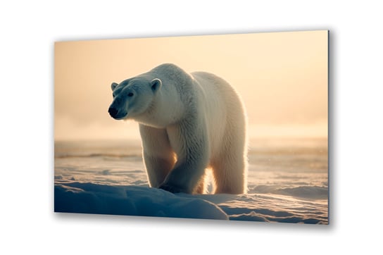 Obraz na szkle biały niedźwiedź polarny śnieg e 36x23 cm Inna marka