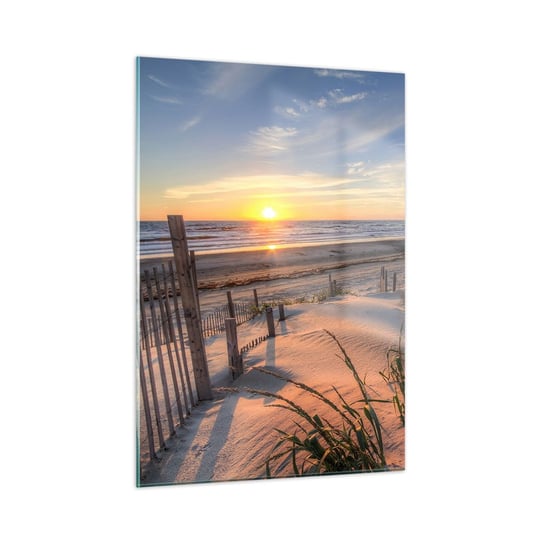 Obraz na szkle - Blask i cień wiatru - 50x70cm - Zachód Słońca Morze Krajobraz - Nowoczesny szklany obraz do salonu do sypialni ARTTOR ARTTOR