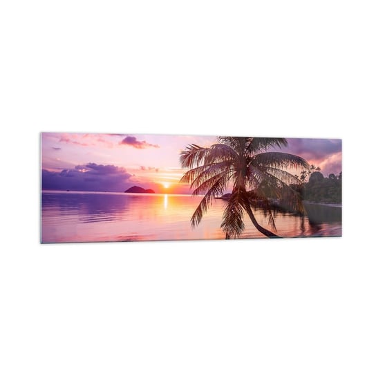 Obraz na szkle - Błogość aż po horyzont - 160x50cm - Krajobraz Palma Kokosowa Morze - Nowoczesny foto szklany obraz do salonu do sypialni ARTTOR ARTTOR