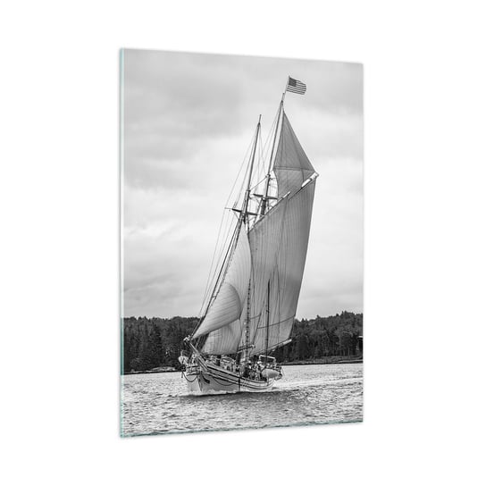 Obraz na szkle - Bracia wiatru - 50x70cm - Statek Żaglowiec Nadmorski - Nowoczesny szklany obraz do salonu do sypialni ARTTOR ARTTOR