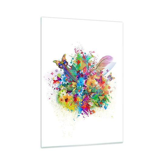 Obraz na szkle - Bukiet radości - 50x70cm - Motyl Kwiat Grafika - Nowoczesny szklany obraz do salonu do sypialni ARTTOR ARTTOR