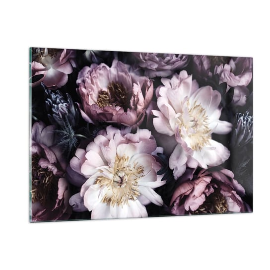Obraz na szkle - Bukiet w dawnym stylu - 120x80cm - Piwonie Kwiaty Bukiet Kwiatów - Nowoczesny szklany obraz na ścianę do salonu do sypialni ARTTOR ARTTOR