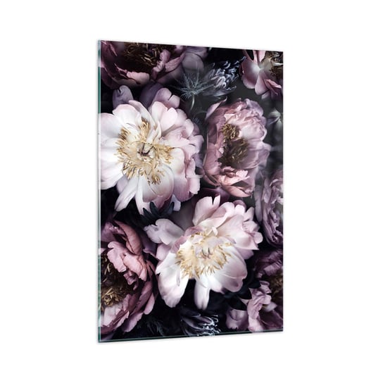 Obraz na szkle - Bukiet w dawnym stylu - 80x120cm - Piwonie Kwiaty Bukiet Kwiatów - Nowoczesny szklany obraz na ścianę do salonu do sypialni ARTTOR ARTTOR