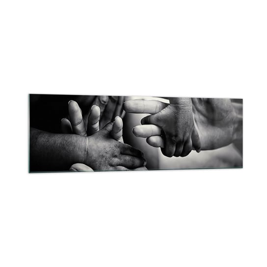 Obraz na szkle - Być człowiekiem - 160x50cm - Dłonie Ludzie Miłość - Nowoczesny foto szklany obraz do salonu do sypialni ARTTOR ARTTOR