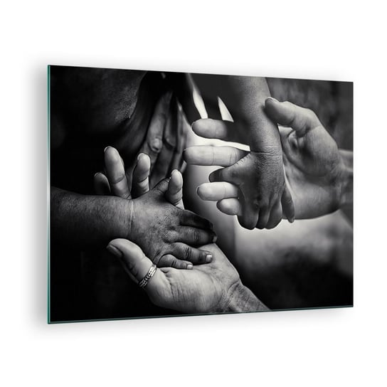 Obraz na szkle - Być człowiekiem - 70x50cm - Dłonie Ludzie Miłość - Nowoczesny szklany obraz do salonu do sypialni ARTTOR ARTTOR