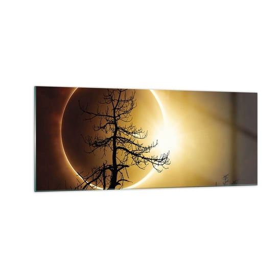 Obraz na szkle - Całkowite zaćmienie - 100x40cm - Zaćmienie Słońca Drzewo Krajobraz - Nowoczesny foto szklany obraz do salonu do sypialni ARTTOR ARTTOR