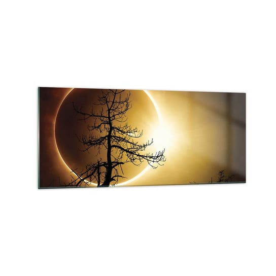Obraz na szkle - Całkowite zaćmienie - 120x50cm - Zaćmienie Słońca Drzewo Krajobraz - Nowoczesny szklany obraz na ścianę do salonu do sypialni ARTTOR ARTTOR
