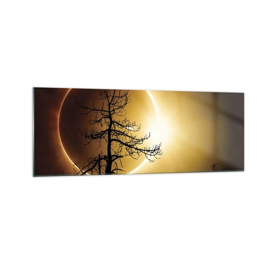 Obraz na szkle - Całkowite zaćmienie - 140x50cm - Zaćmienie Słońca Drzewo Krajobraz - Nowoczesny szklany obraz do salonu do sypialni ARTTOR ARTTOR