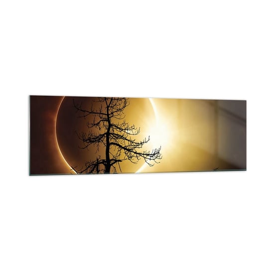 Obraz na szkle - Całkowite zaćmienie - 160x50cm - Zaćmienie Słońca Drzewo Krajobraz - Nowoczesny foto szklany obraz do salonu do sypialni ARTTOR ARTTOR