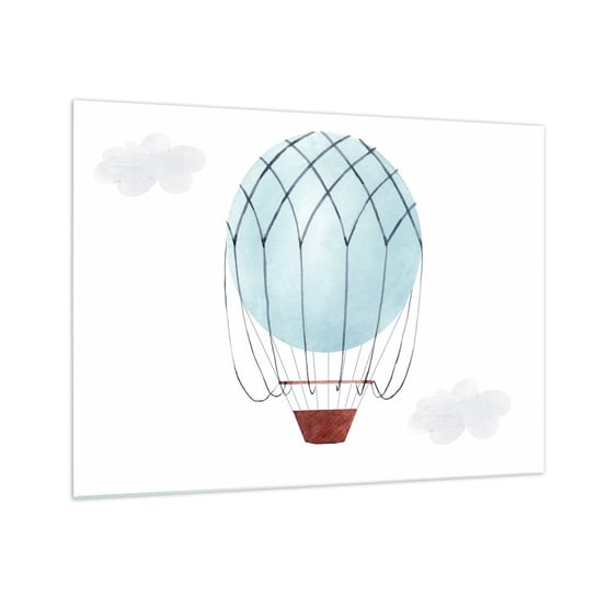 Obraz na szkle - Cały w chmurach - 70x50cm - Dziecięcy Balon Minimalizm - Nowoczesny szklany obraz do salonu do sypialni ARTTOR ARTTOR