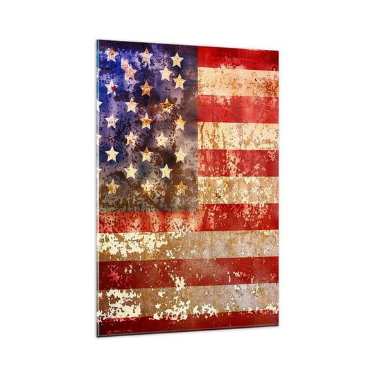 Obraz na szkle - Chwała nie przemija - 80x120cm - Ameryka Flaga Amerykańska Grafika - Nowoczesny szklany obraz na ścianę do salonu do sypialni ARTTOR ARTTOR
