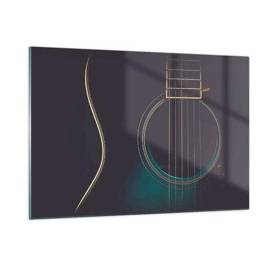 Obraz na szkle - Chwila zanim zabrzmi - 120x80cm - Gitara Muzyka Struny - Nowoczesny szklany obraz na ścianę do salonu do sypialni ARTTOR ARTTOR