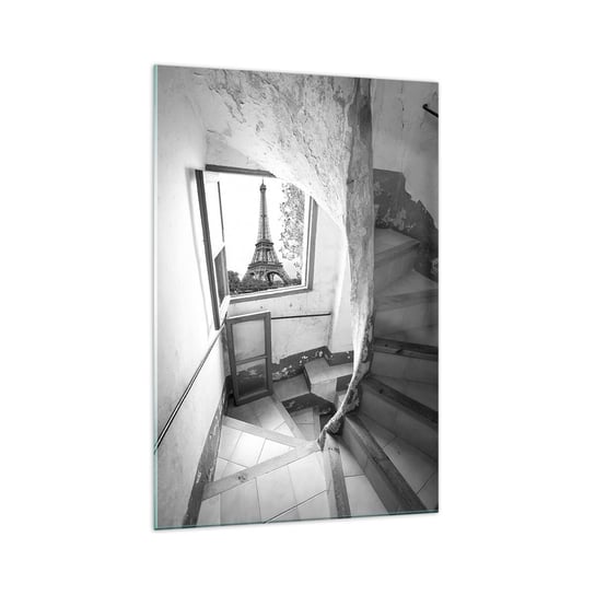 Obraz na szkle - Co za widok! - 70x100cm - Miasto Wieża Eiffla Paryż - Nowoczesny foto szklany obraz do salonu do sypialni ARTTOR ARTTOR