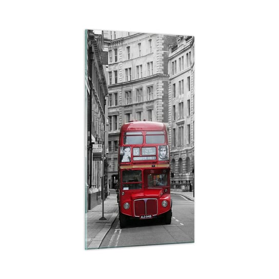 Obraz na szkle - Codzienność nie musi być szara - 45x80 cm - Obraz nowoczesny - Miasto, Londyn, Architektura, Czerwony Autobus, Podróże - GPA45x80-2153 ARTTOR
