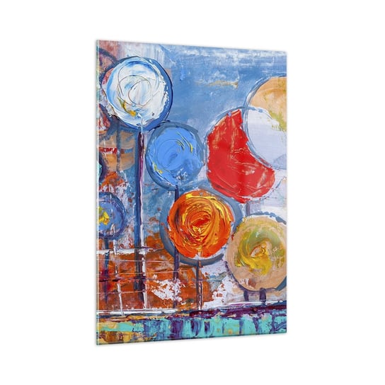 Obraz na szkle - Cuda na kiju - 50x70cm - Kolorowe Balony Abstrakcja Dla Dzieci - Nowoczesny szklany obraz do salonu do sypialni ARTTOR ARTTOR