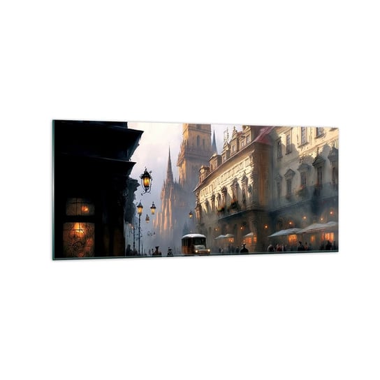 Obraz na szkle - Czar praskiego wieczoru - 120x50cm - Stare Miasto Praga Historyczny - Nowoczesny szklany obraz na ścianę do salonu do sypialni ARTTOR ARTTOR