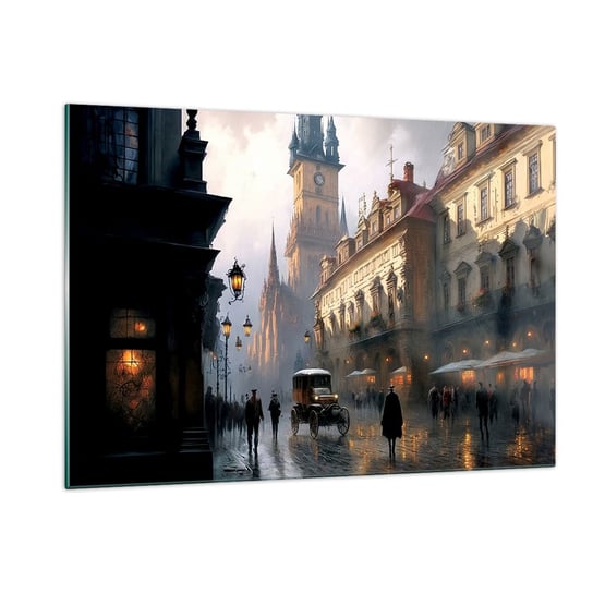 Obraz na szkle - Czar praskiego wieczoru - 120x80cm - Stare Miasto Praga Historyczny - Nowoczesny szklany obraz na ścianę do salonu do sypialni ARTTOR ARTTOR