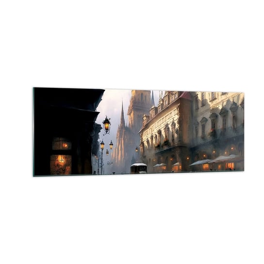 Obraz na szkle - Czar praskiego wieczoru - 140x50cm - Stare Miasto Praga Historyczny - Nowoczesny szklany obraz do salonu do sypialni ARTTOR ARTTOR