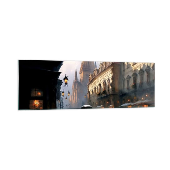 Obraz na szkle - Czar praskiego wieczoru - 160x50cm - Stare Miasto Praga Historyczny - Nowoczesny foto szklany obraz do salonu do sypialni ARTTOR ARTTOR