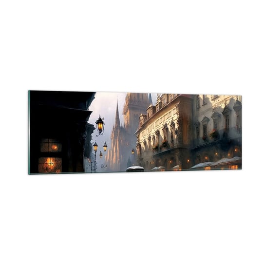 Obraz na szkle - Czar praskiego wieczoru - 90x30cm - Stare Miasto Praga Historyczny - Nowoczesny szklany obraz do salonu do sypialni ARTTOR ARTTOR