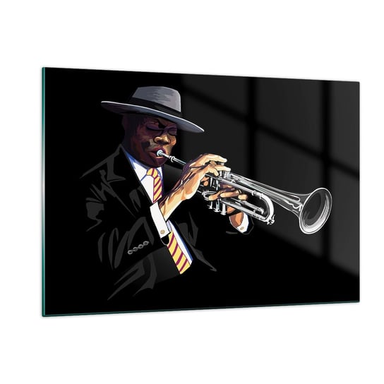 Obraz na szkle - Czar starej szkoły - 120x80cm - Muzyka Jazz Trąbka - Nowoczesny szklany obraz na ścianę do salonu do sypialni ARTTOR ARTTOR